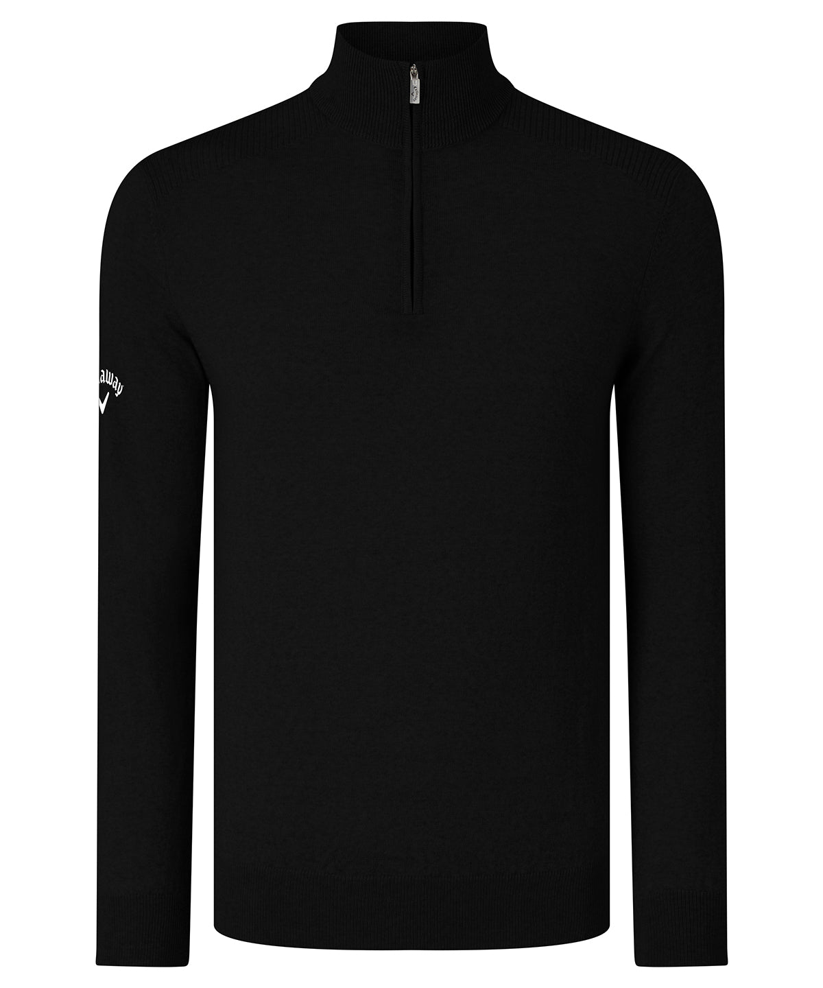 Personalised Knitted Jumpers - Black Callaway Ribbed ¼ zip Merino sweater