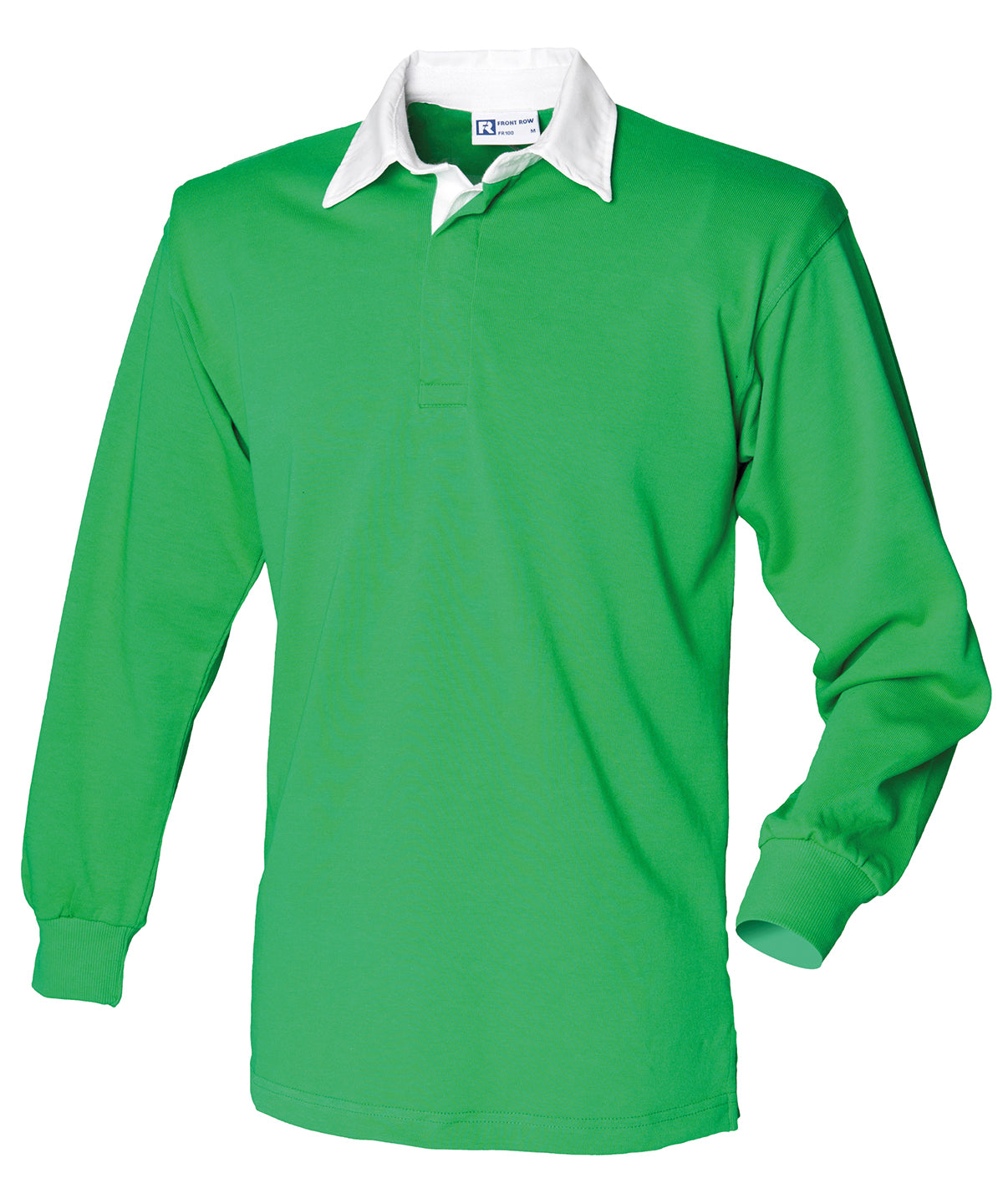 Personalised Polo Shirts - Mid Green Front Row Long sleeve plain rugby shirt