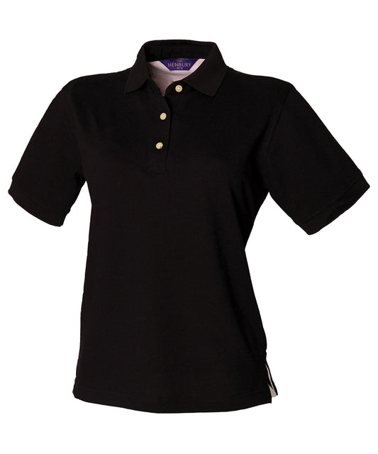 Personalised Polo Shirts - Black Henbury Women's classic cotton piqué polo shirt