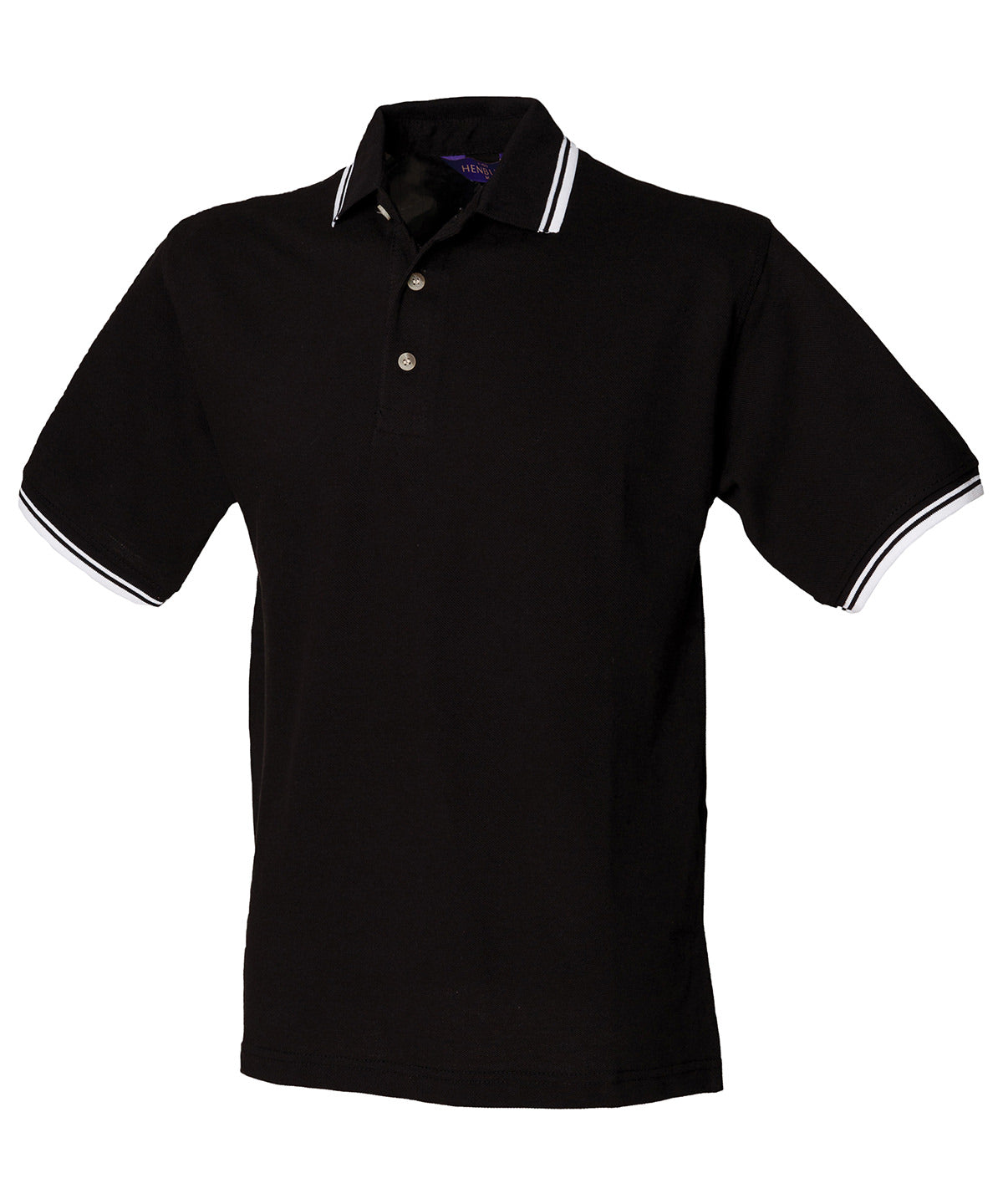 Personalised Polo Shirts - Black Henbury Double tipped collar and cuff polo shirt