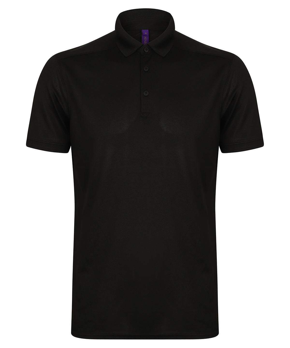 Personalised Polo Shirts - Black Henbury Stretch polo shirt with wicking finish (slim fit)