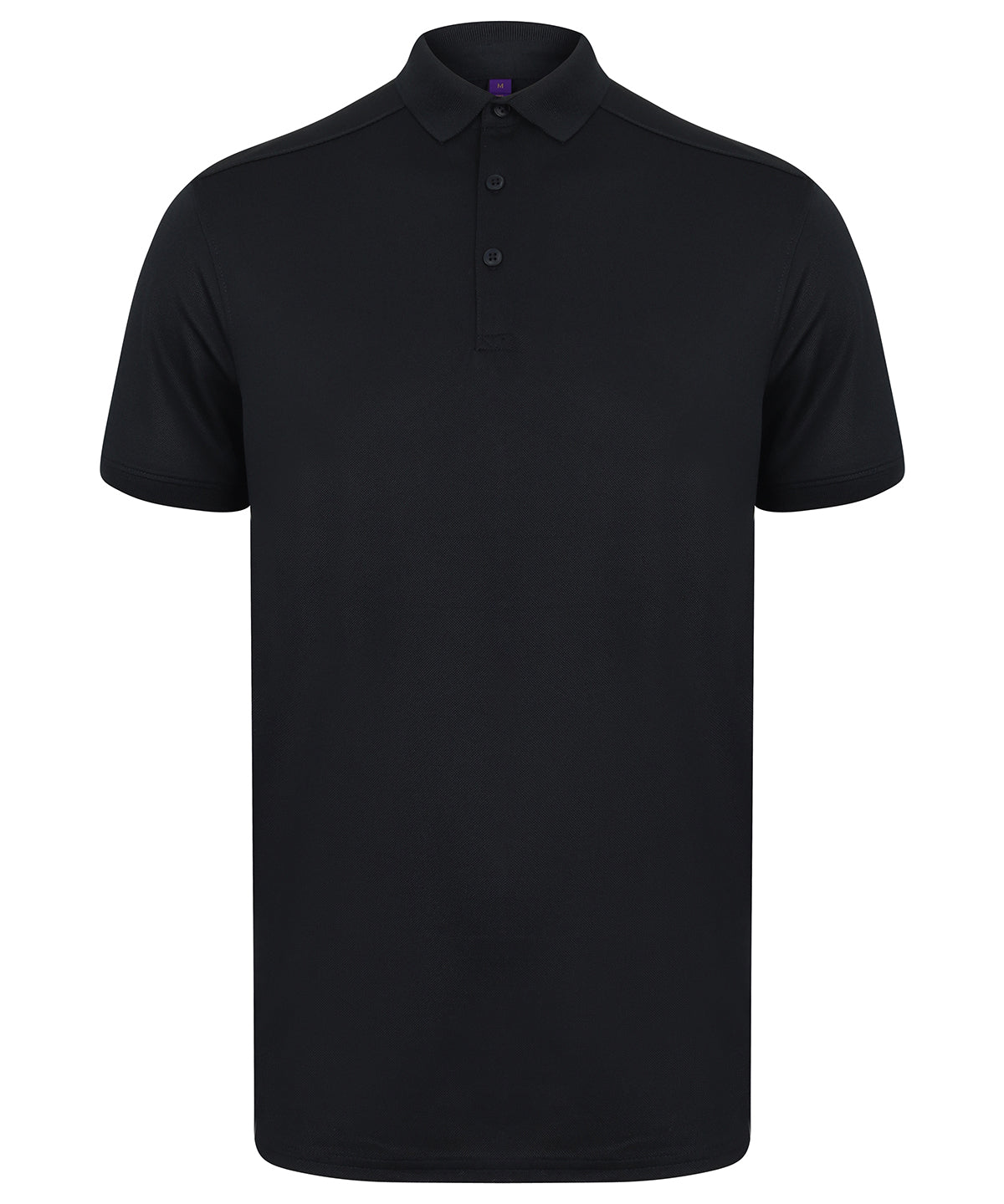 Personalised Polo Shirts - Black Henbury Stretch polo shirt with wicking finish (slim fit)