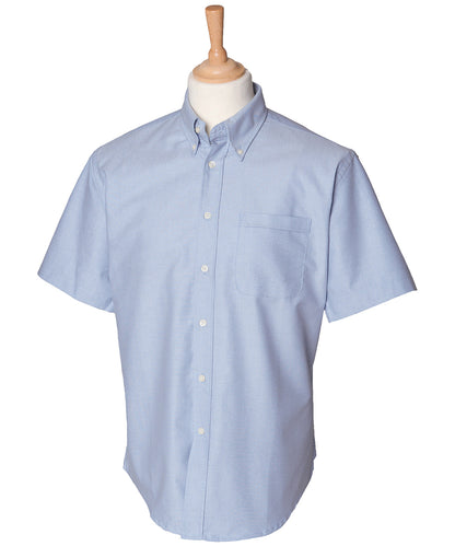 Personalised Shirts - Light Blue Henbury Short sleeve classic Oxford shirt