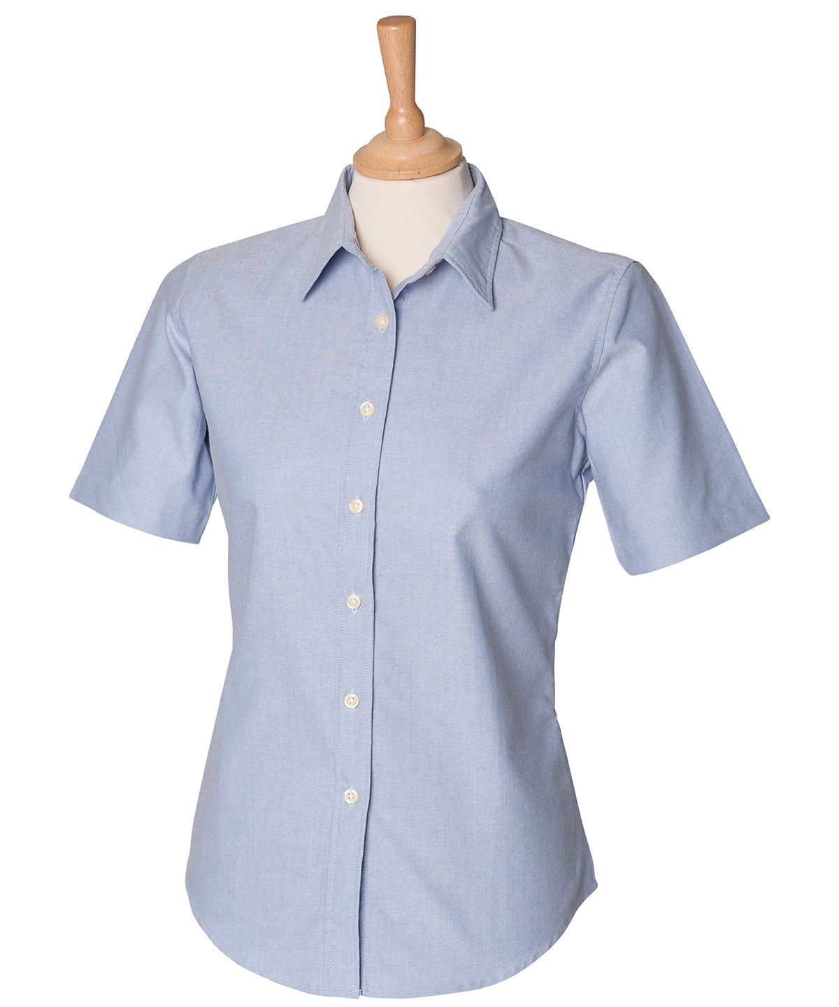 Personalised Shirts - Mid Blue Henbury Women's short sleeve classic Oxford shirt