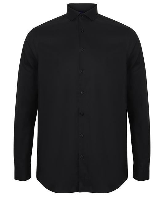 Personalised Shirts - Black Henbury Long sleeve stretch shirt