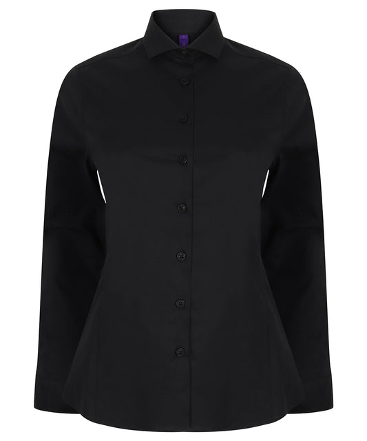Personalised Shirts - Black Henbury Women's long sleeve stretch shirt