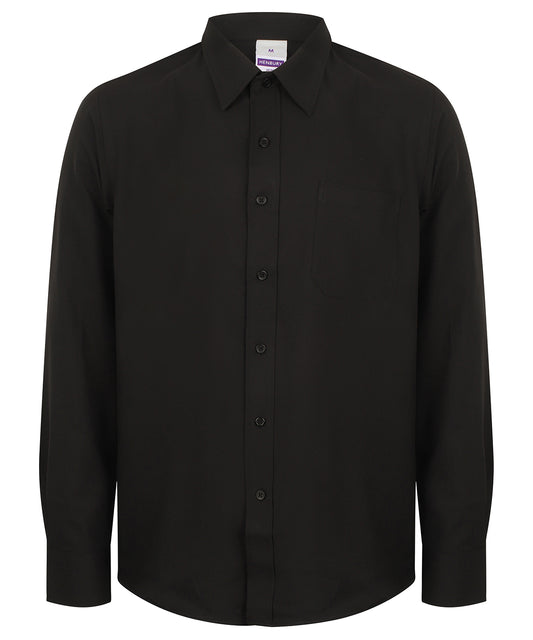 Personalised Shirts - Black Henbury Wicking antibacterial long sleeve shirt