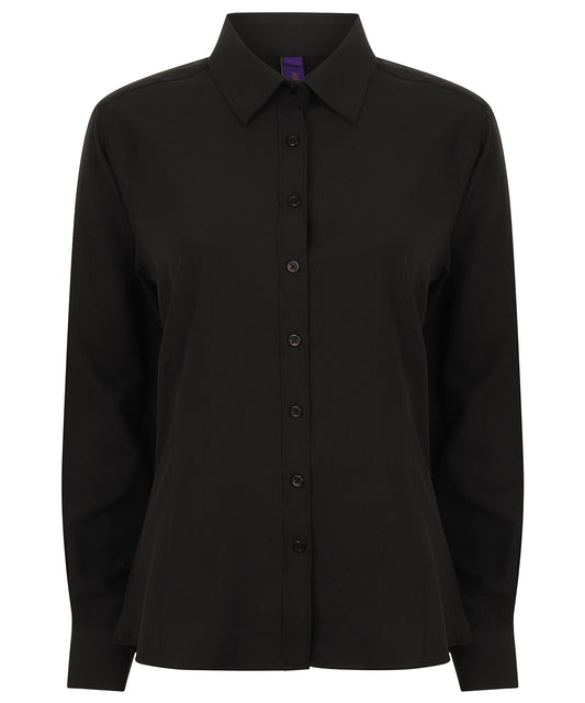 Personalised Shirts - Black Henbury Women's wicking antibacterial long sleeve shirt