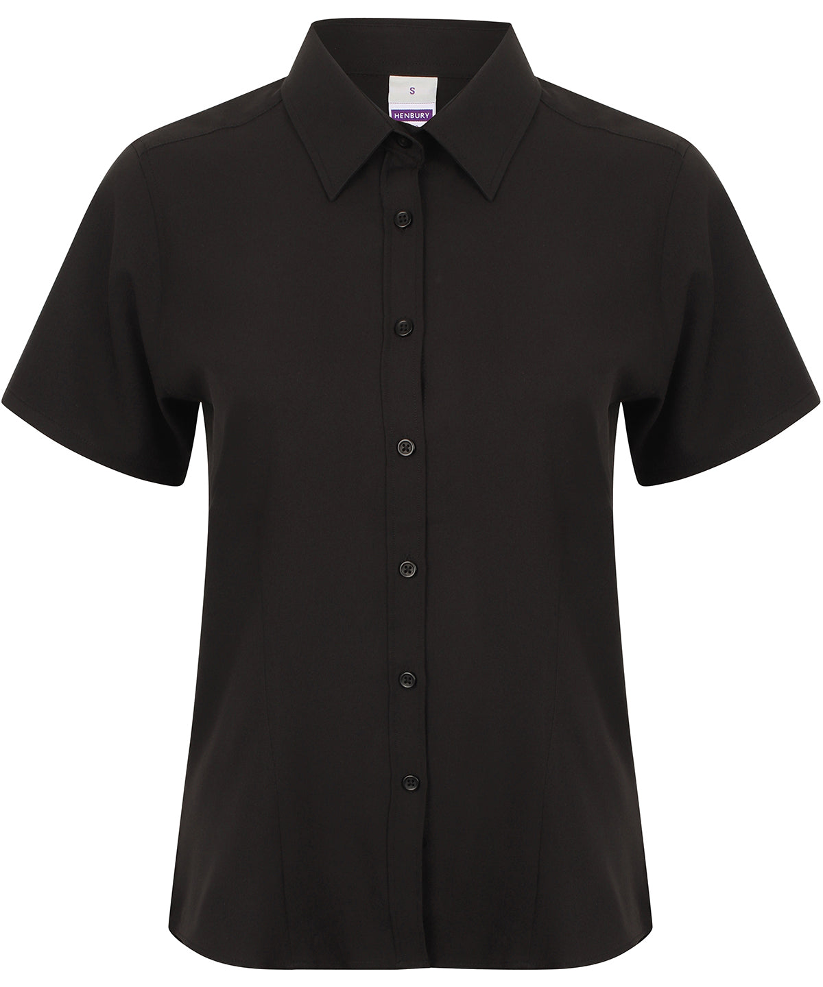 Personalised Shirts - Black Henbury Women's wicking antibacterial short sleeve shirt