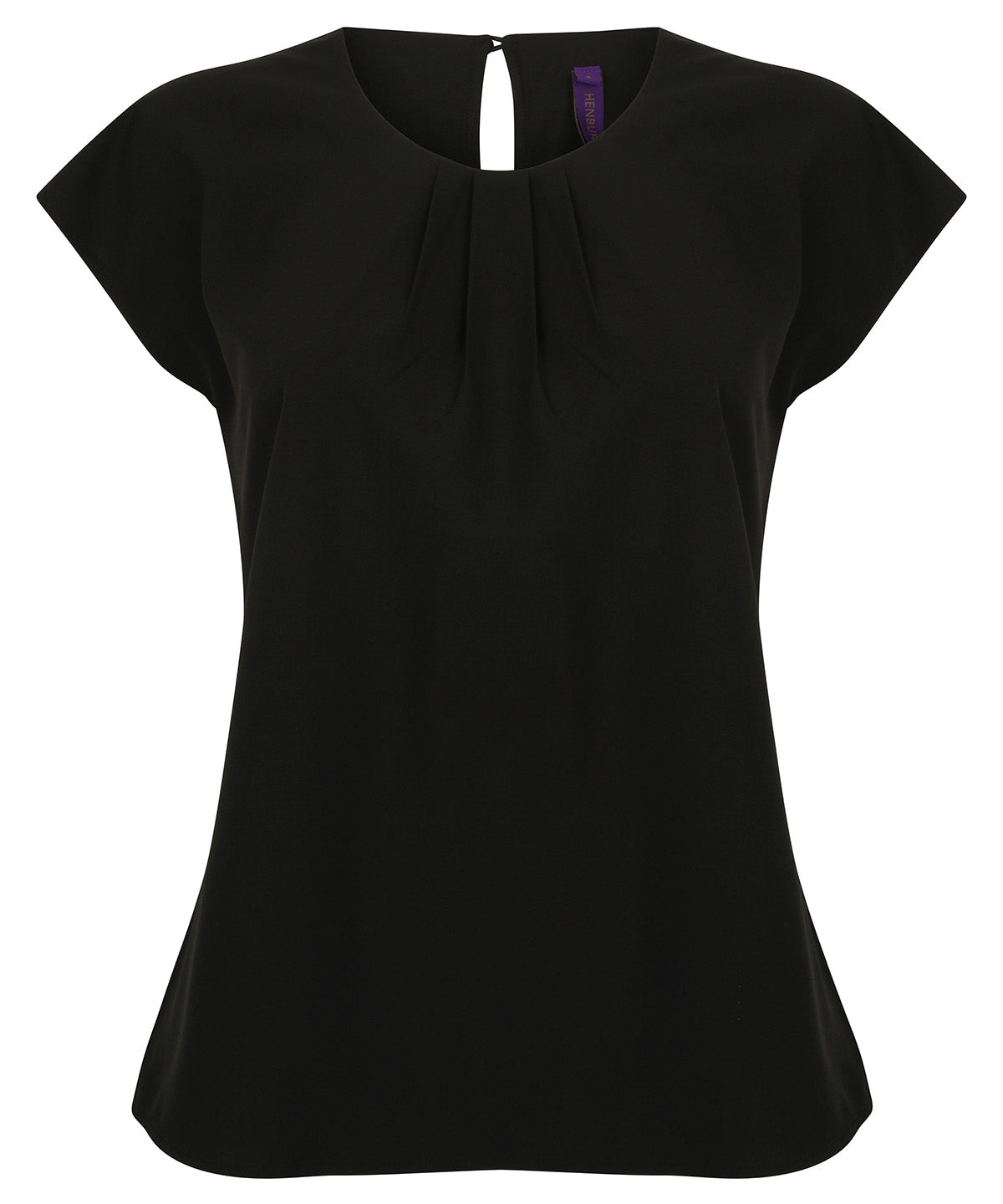 Personalised Blouses - Black Henbury Women's pleat front short sleeve blouse
