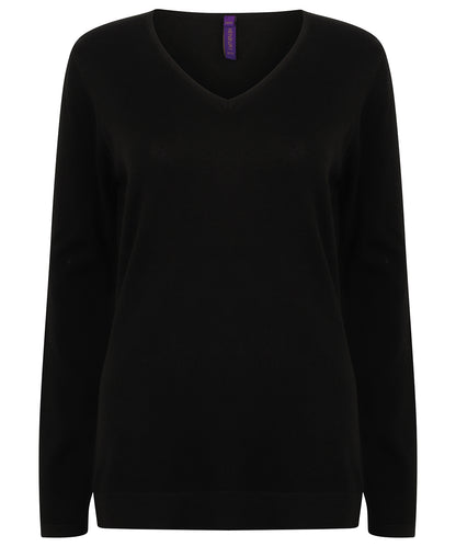 Personalised Knitted Jumpers - Black Henbury Women's 12 gauge v-neck jumper