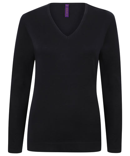 Personalised Knitted Jumpers - Black Henbury Women's 12 gauge v-neck jumper