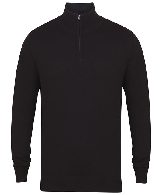 Personalised Knitted Jumpers - Black Henbury ¼ zip jumper