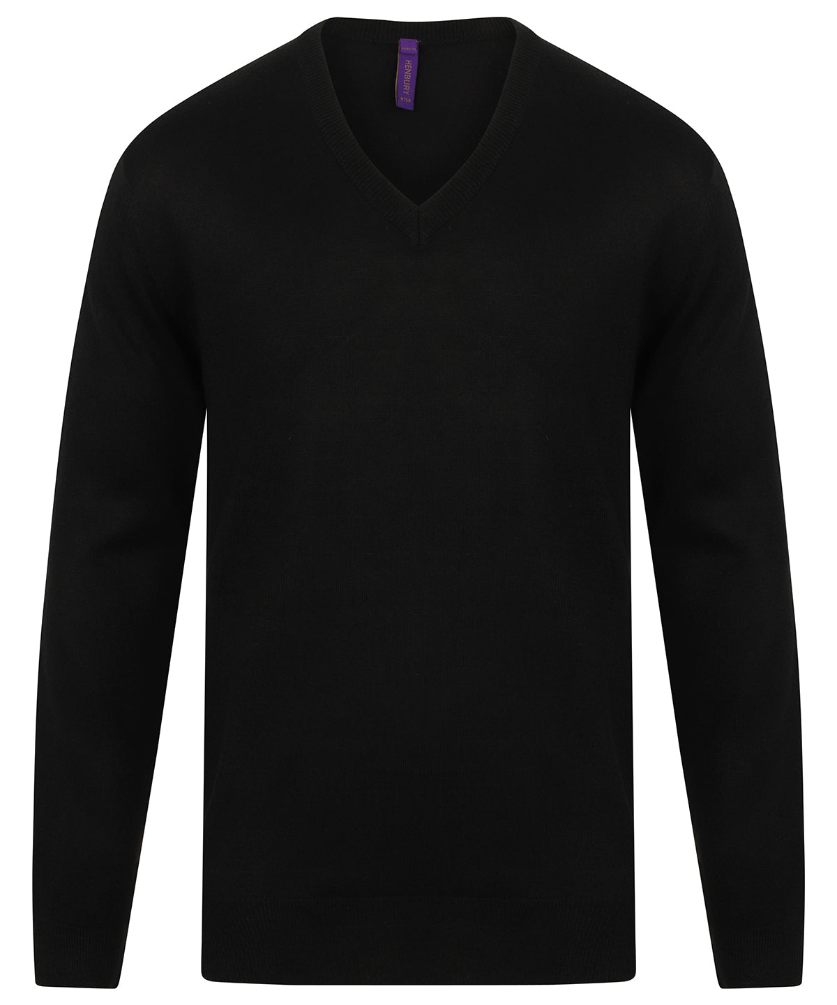 Personalised Knitted Jumpers - Black Henbury Cashmere touch acrylic v-neck jumper