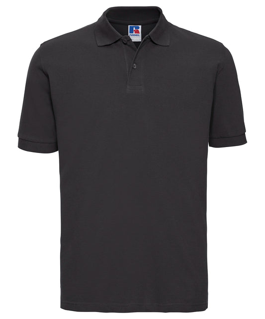 Personalised Polo Shirts - Black Russell Europe Classic cotton piqué polo