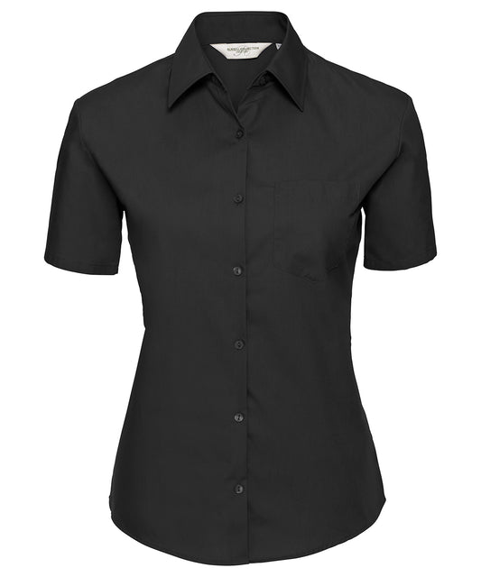 Women's short sleeve pure cotton easycare poplin shirt