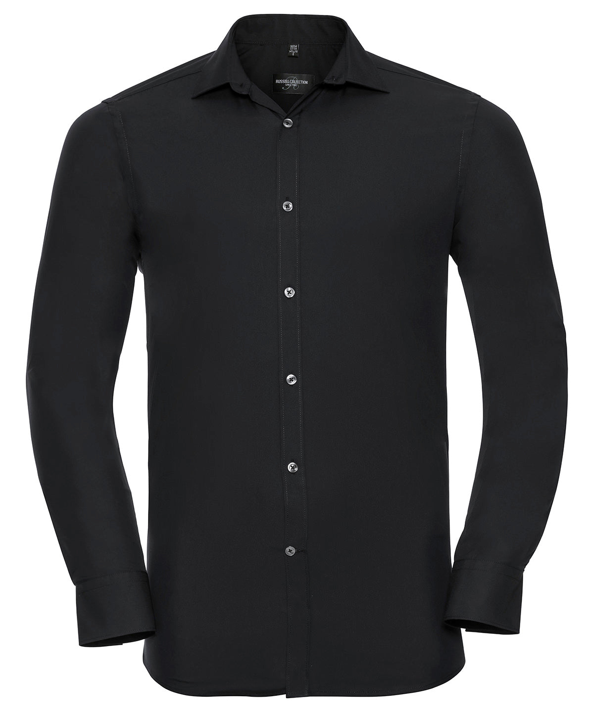 Personalised Shirts - Black Russell Collection Long sleeve ultimate stretch shirt