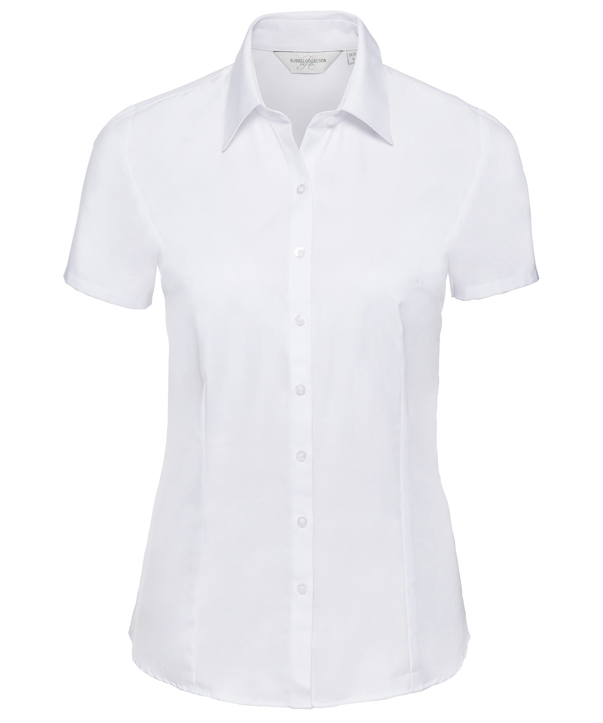 Personalised Shirts - Light Blue Russell Collection Women's short sleeve herringbone shirt