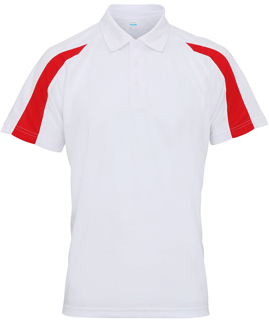 Personalised Polo Shirts - White AWDis Just Cool Contrast cool polo