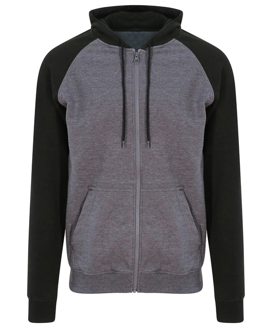 Personalised Hoodies - Dark Grey AWDis Just Hoods Baseball zoodie