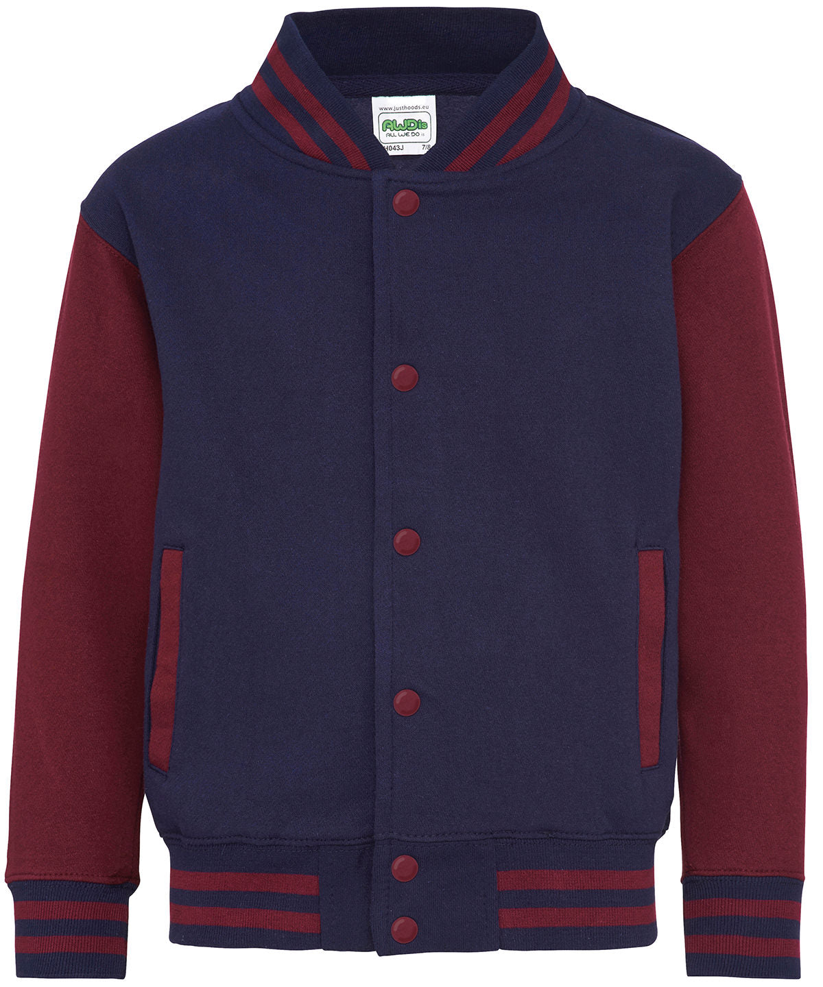 Personalised Jackets - Mid Red AWDis Just Hoods Kids varsity jacket