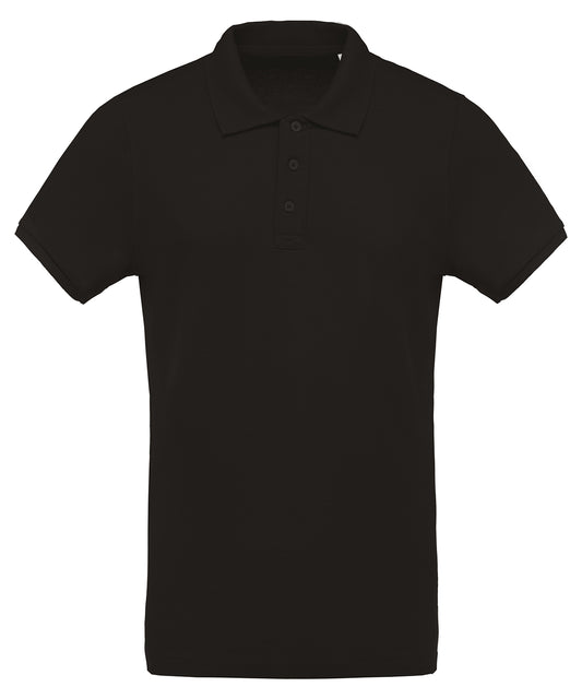 Personalised Polo Shirts - Black Kariban Men's organic piqué short-sleeved polo shirt