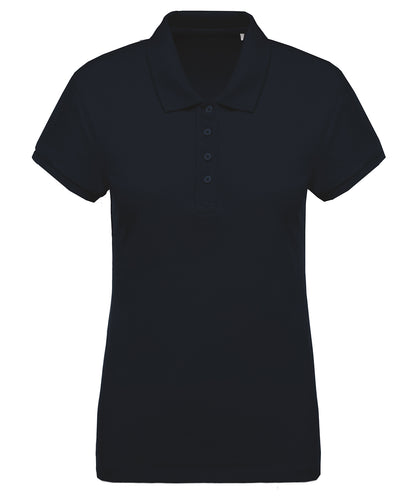 Personalised Polo Shirts - Black Kariban Ladies’ organic piqué short-sleeved polo shirt