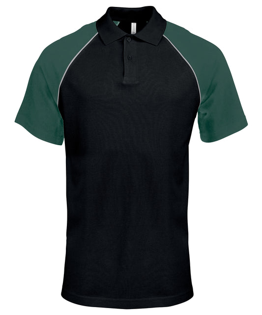 Personalised Polo Shirts - Black Kariban Polo baseball contrast polo shirt
