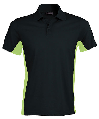 Personalised Polo Shirts - Black Kariban Flags short sleeve bi-colour polo shirt
