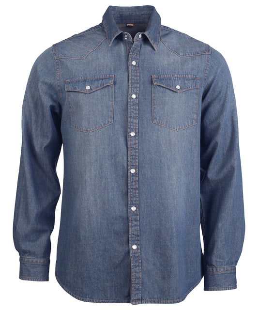 Personalised Shirts - Mid Blue Kariban Men's long-sleeved denim shirt