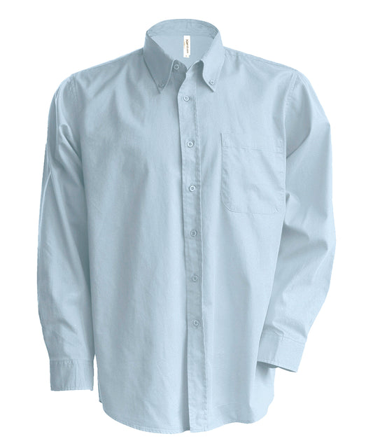 Personalised Shirts - Light Blue Kariban Men's long-sleeved Oxford shirt