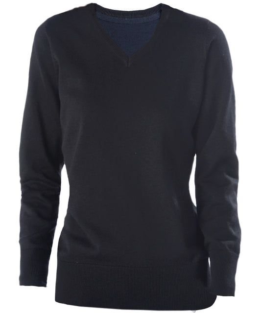 Personalised Knitted Jumpers - Black Kariban Ladies' V-neck jumper