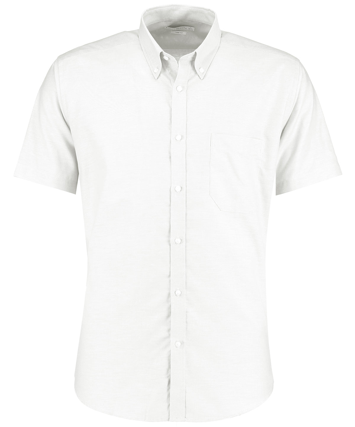 Personalised Shirts - Light Blue Kustom Kit Slim fit workwear Oxford shirt short sleeve