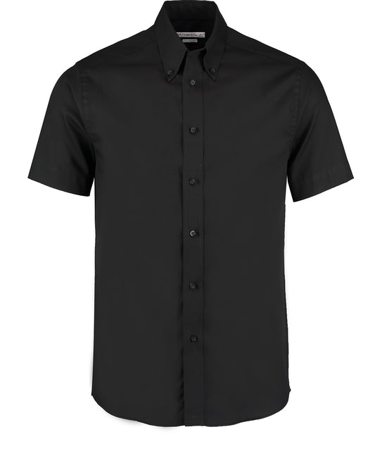 Personalised Shirts - Black Kustom Kit Premium Oxford shirt short-sleeved (tailored fit)