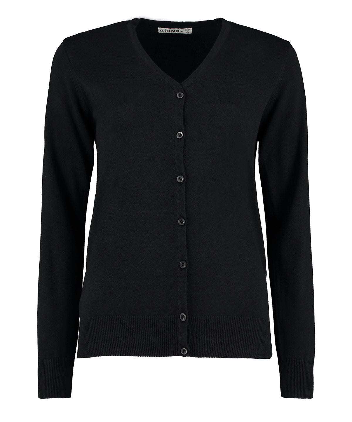 Personalised Cardigans - Black Kustom Kit Women's Arundel v-neck cardigan long sleeve (classic fit)