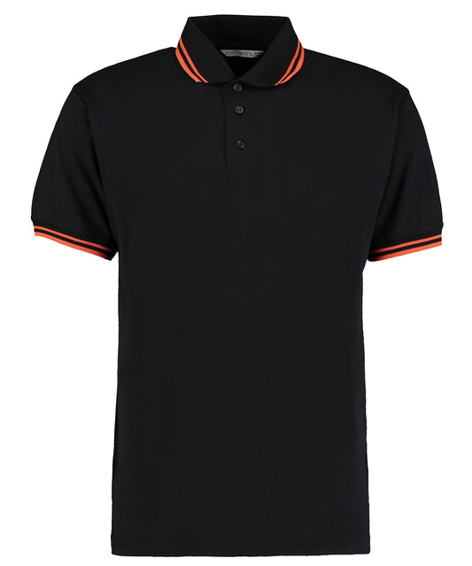 Personalised Polo Shirts - Black Kustom Kit Tipped collar polo (classic fit)