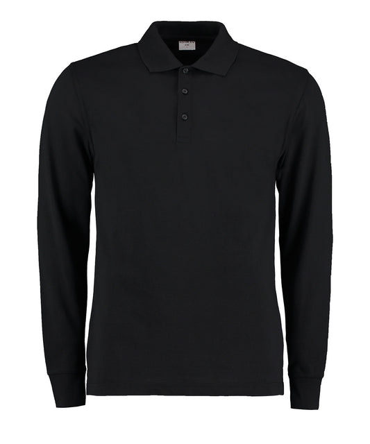 Personalised Polo Shirts - Black Kustom Kit Piqué polo long-sleeved (classic fit)