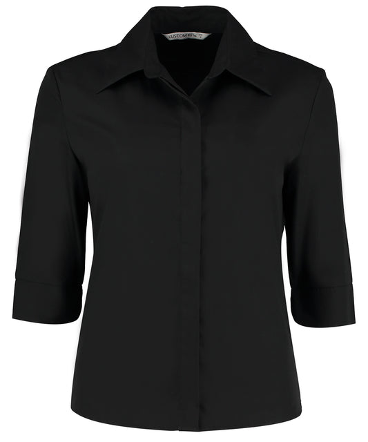 Personalised Blouses - Black Kustom Kit Contiental ¾ sleeve blouse womens