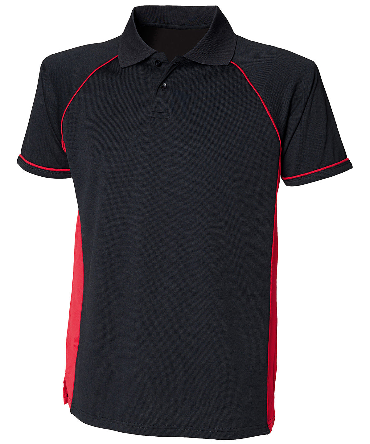 Personalised Polo Shirts - Black Finden & Hales Panel performance polo