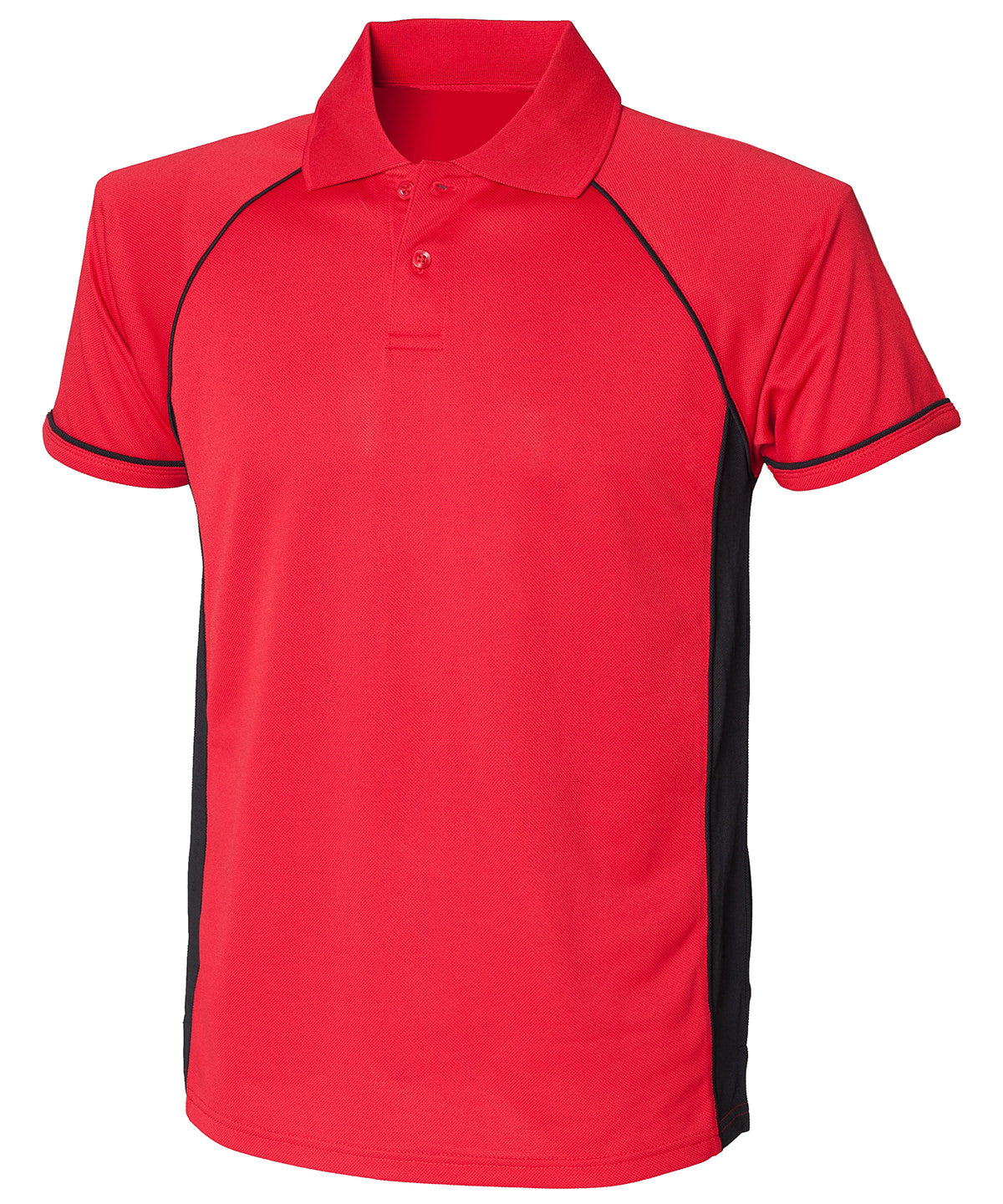 Personalised Polo Shirts - Black Finden & Hales Panel performance polo