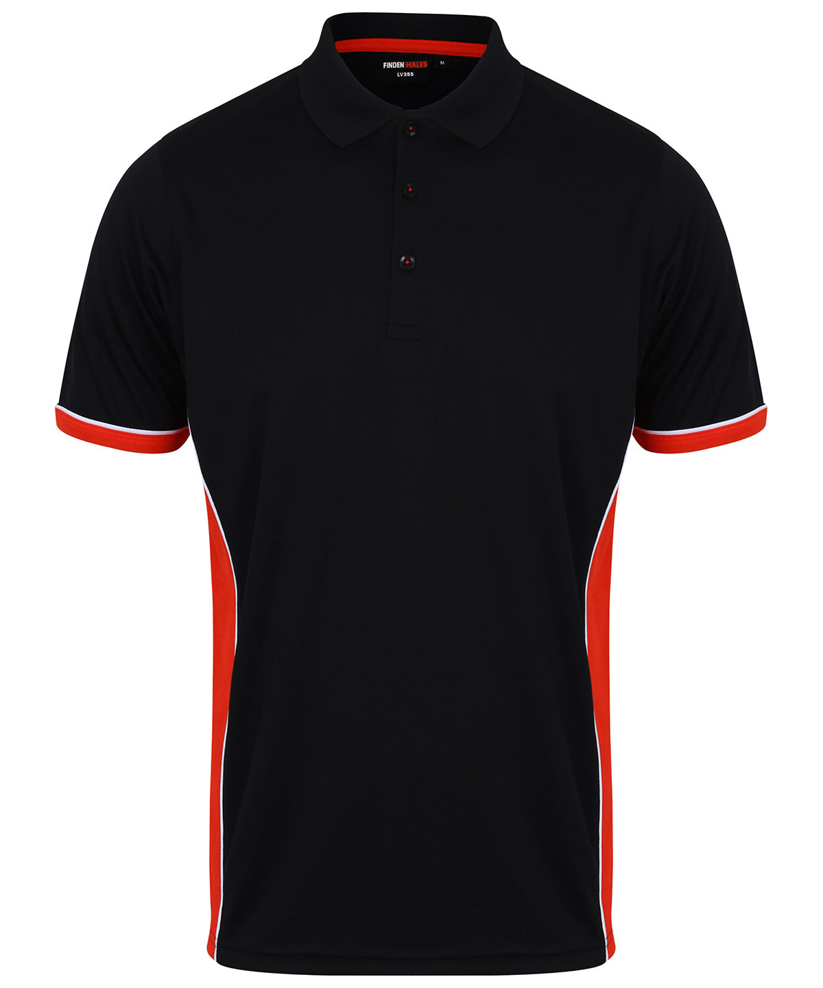 Personalised Polo Shirts - Black Finden & Hales Panel polo