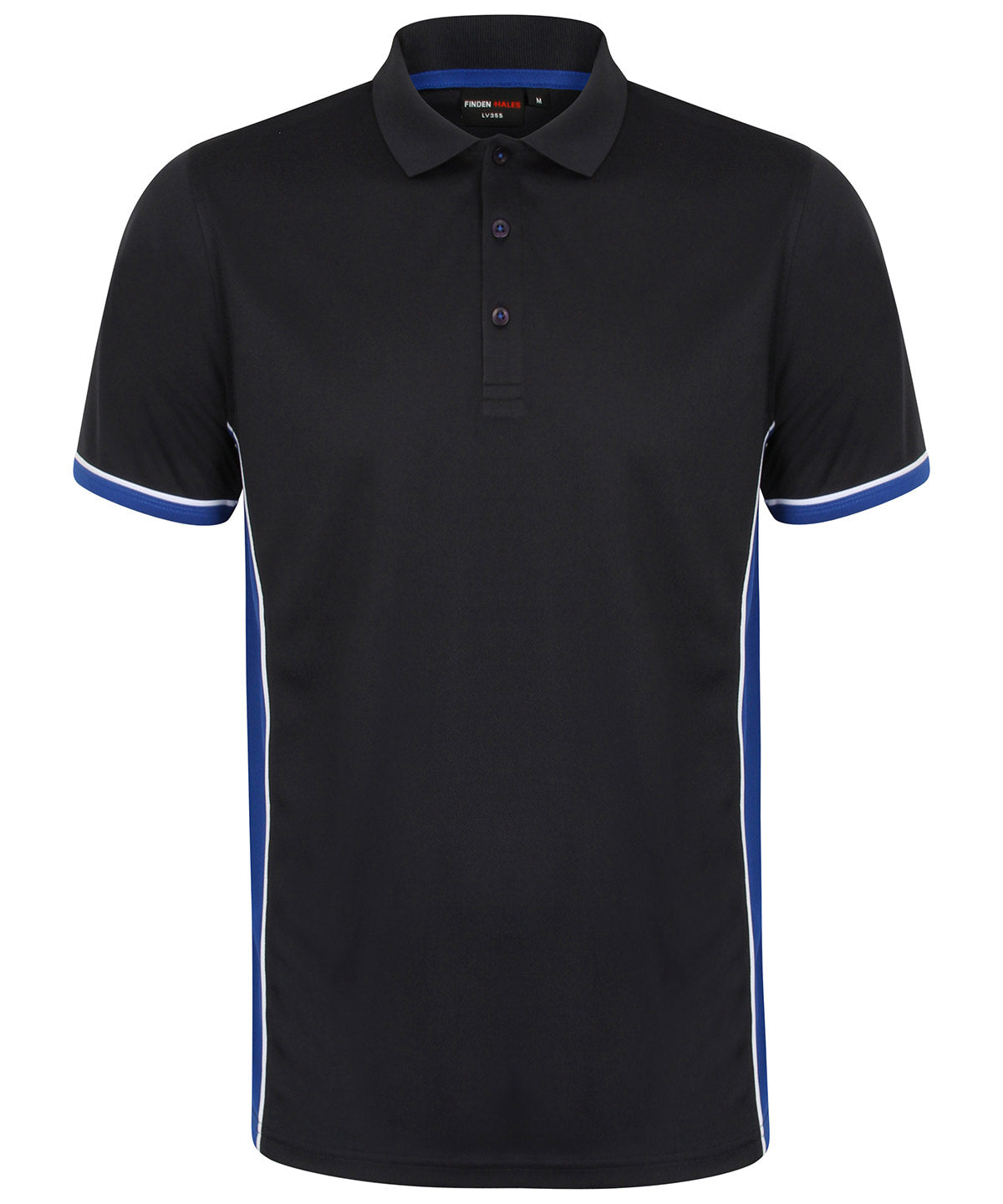 Personalised Polo Shirts - Black Finden & Hales Panel polo