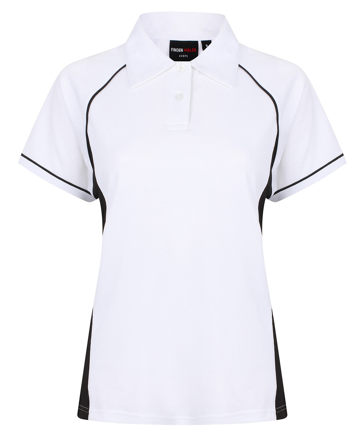 Personalised Polo Shirts - Black Finden & Hales Women's piped performance polo