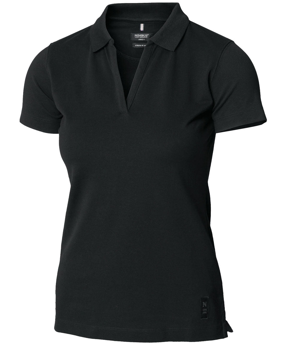 Personalised Polo Shirts - Black Nimbus Women’s Harvard v-neck – stretch deluxe polo