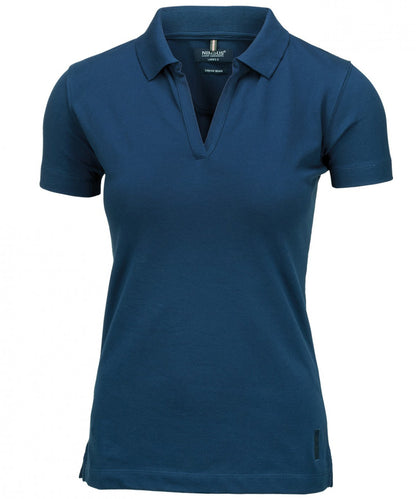 Personalised Polo Shirts - Black Nimbus Women’s Harvard v-neck – stretch deluxe polo