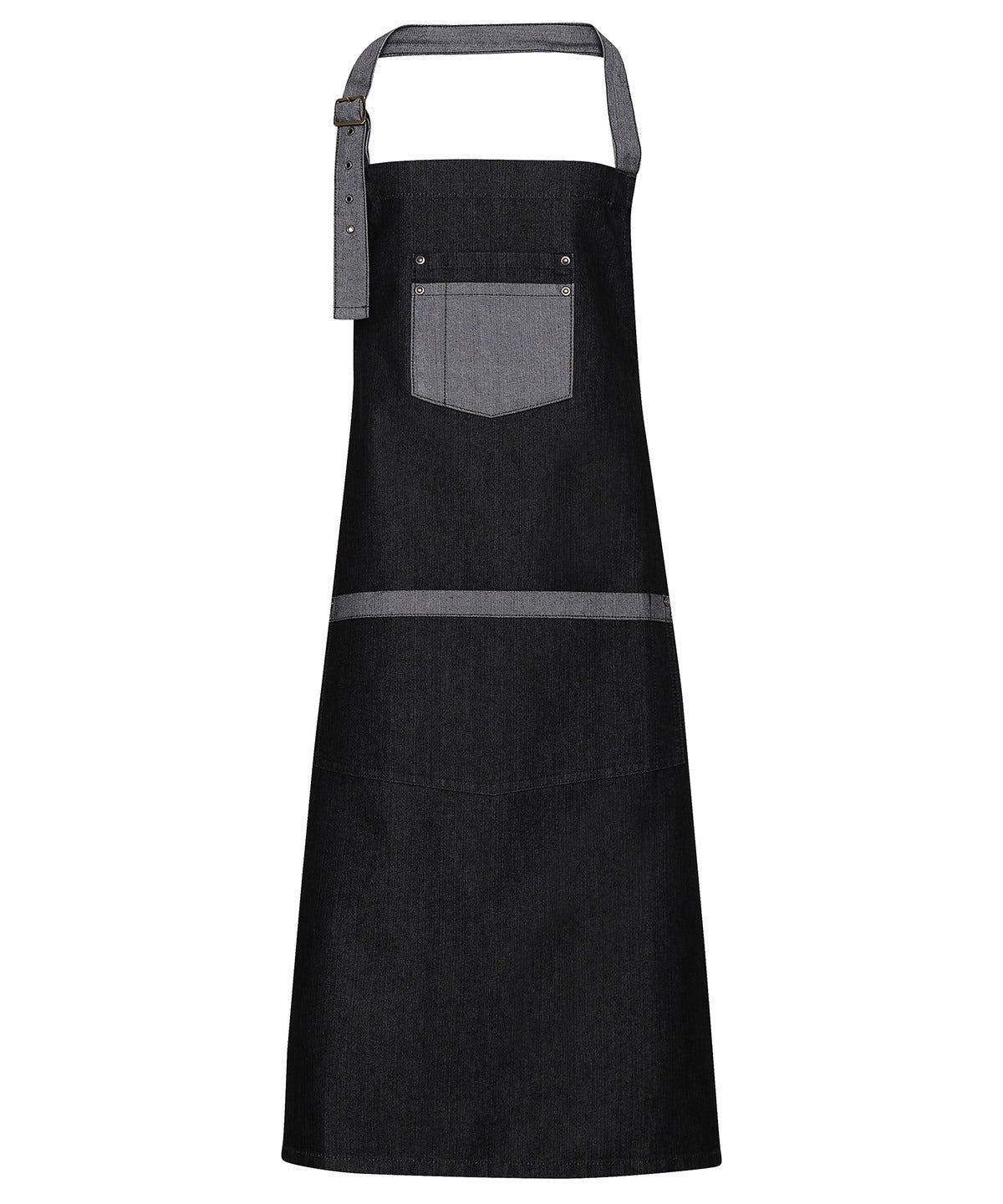 Personalised Aprons - Black Premier Domain contrast denim bib apron