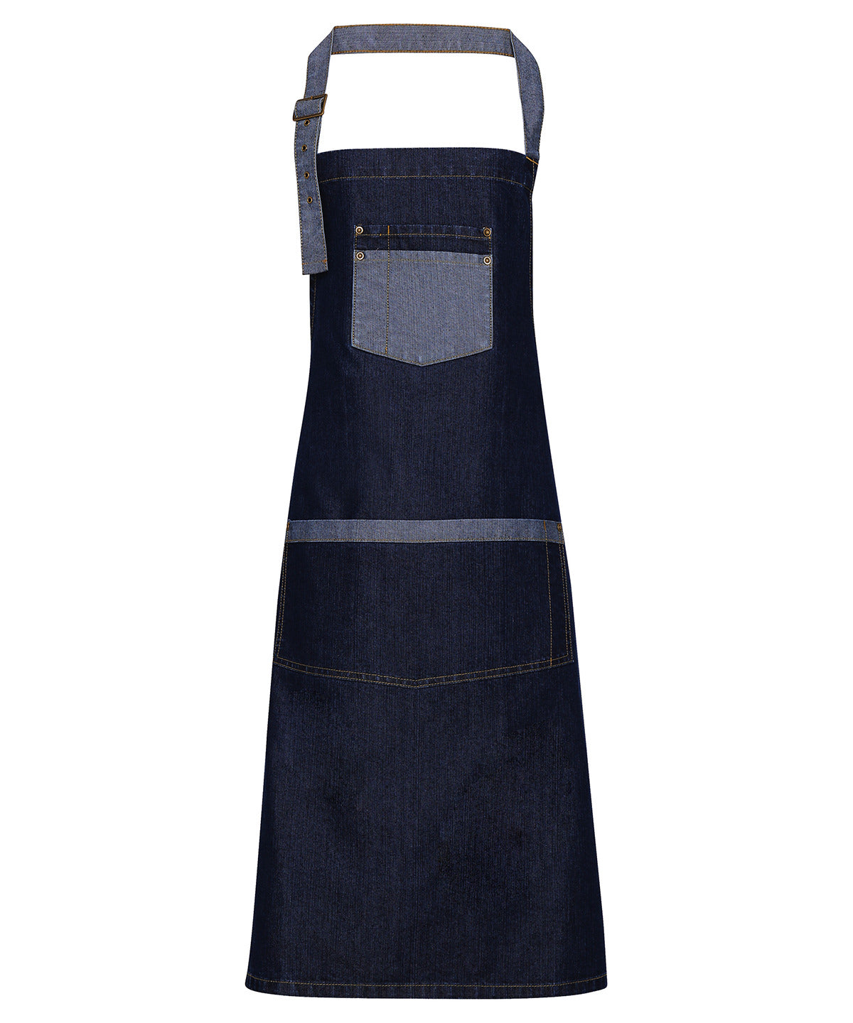 Personalised Aprons - Navy Premier Domain contrast denim bib apron