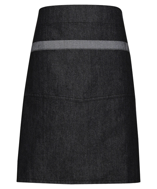 Personalised Aprons - Black Premier Domain contrast denim waist apron