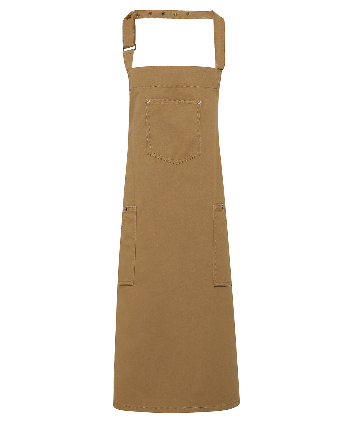 Personalised Aprons - Khaki Premier Chino cotton bib apron