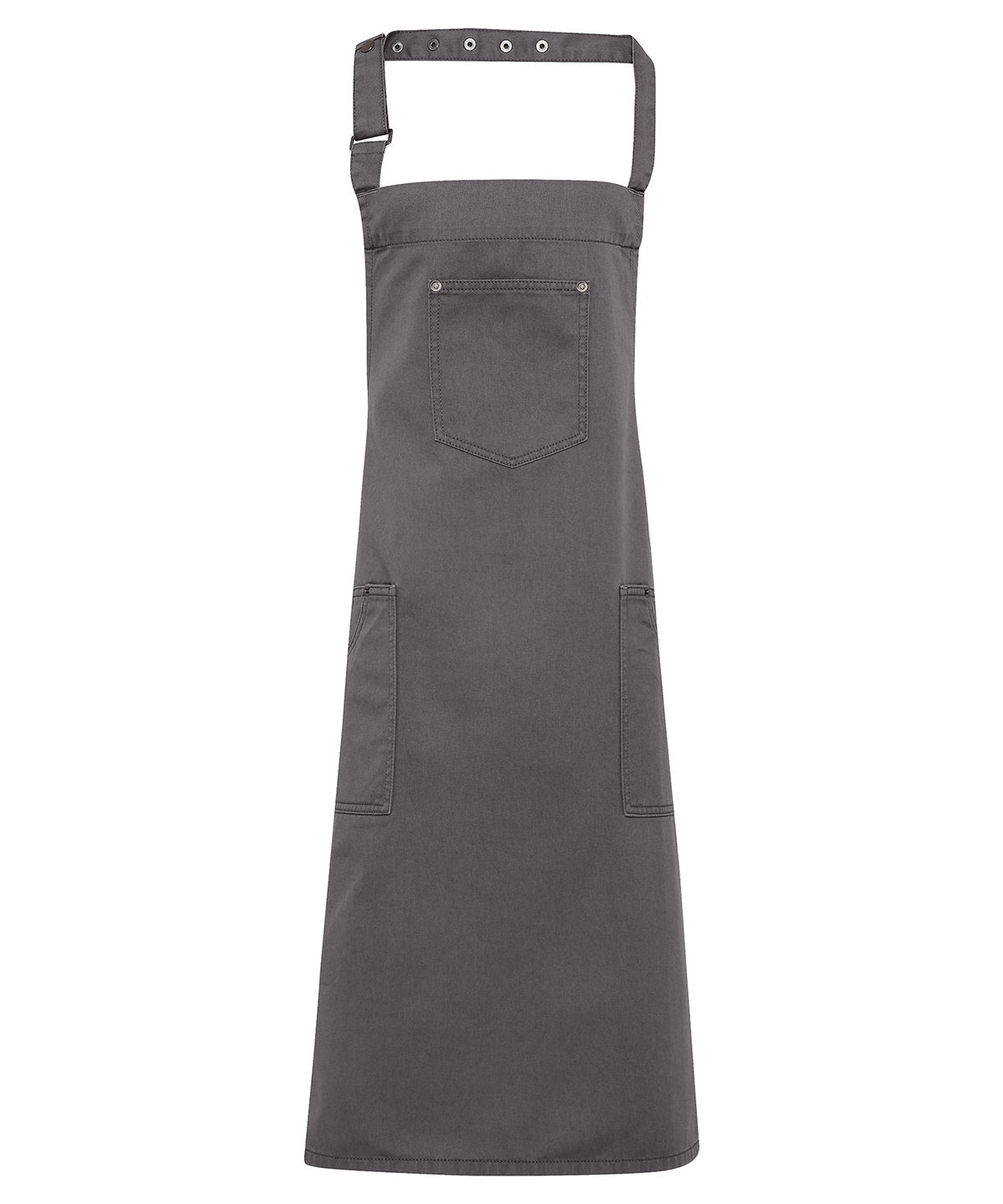 Personalised Aprons - Dark Grey Premier Chino cotton bib apron